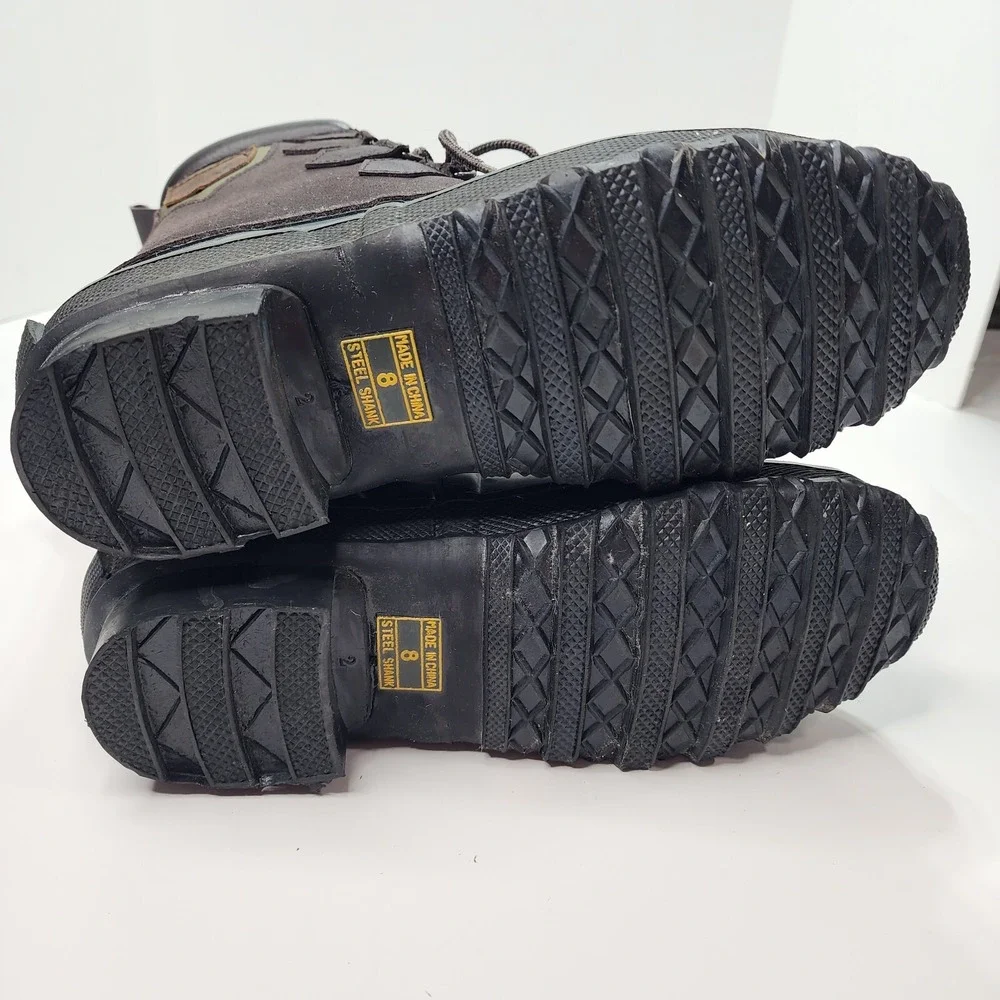 Ducks Unlimited Boots Mens 8 Black Green Leather Rubber Thermolite Steel Shank